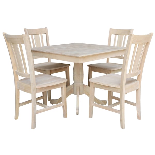 International Concepts 36 in. x 36 in. Square Top Pedestal Table With 4 Dining Chairs Set of 5 K-3636TP-C10-4 - main